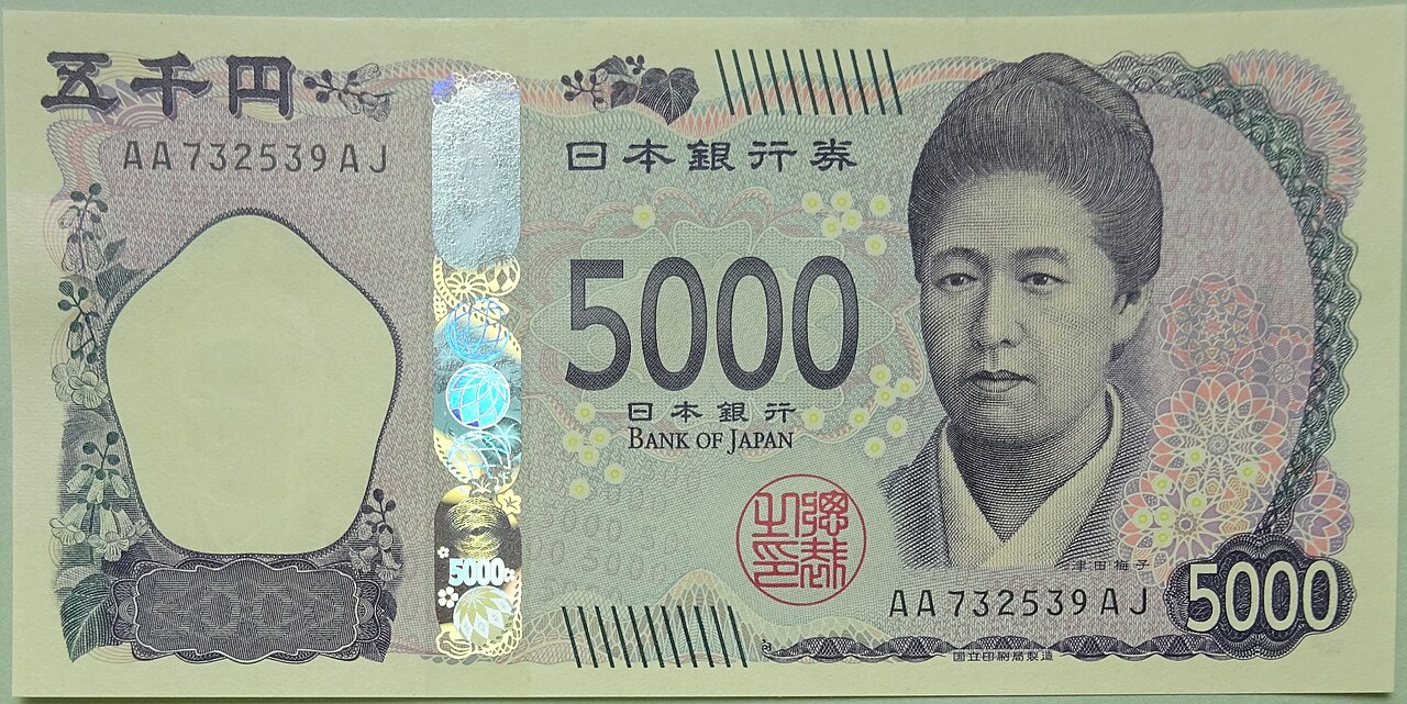2024'te piyasaya sürülen yeni 5000 yen banknotu