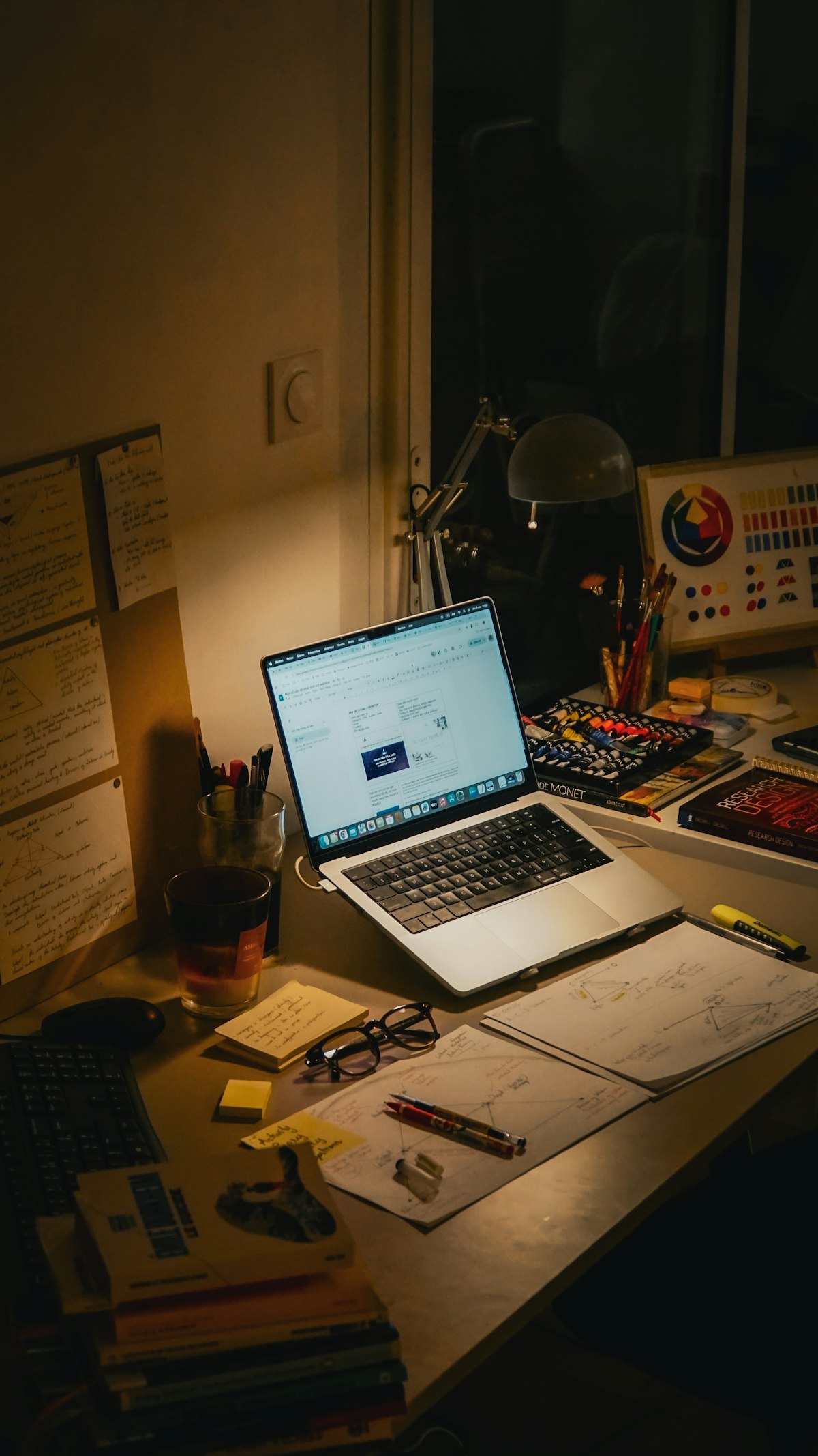 JLPT Nedir? Seviyeler ve Sınava Hazırlık Rehberi 3 Gece calisma masasi, dizustu bilgisayar ve kitaplar